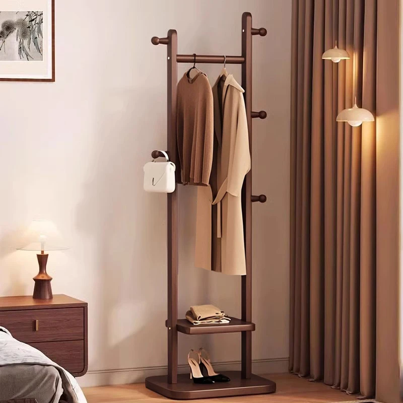 

Multifunctional solid wood hanger floor-to-ceiling bedroom coat rack household door hanging clothes strong clothes rack