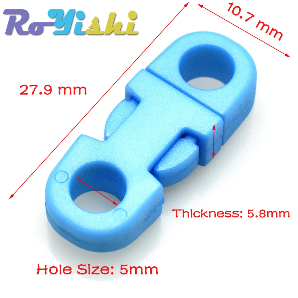 12 Pcs/Pack Colorful 5mm Hole\'s DIA Straight Flat Side Release Plastic Buckles for Mobile Phone Paracord
