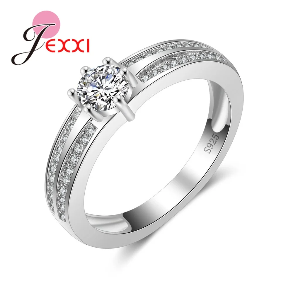 

Women Stylish 925 Sterling Silver Rings Wedding Jewelry Top Quality Green/Red Five Color Selection Gift For Anniversary