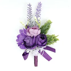 Boutonniere And Wrist Corsage Wedding Supplies Wedding Floral Simulation Flowers Business Celebration Guests Purple 439