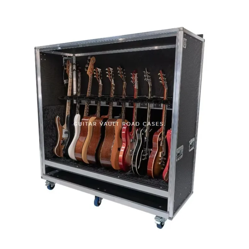 

X-BASON 10-Way Guitar Vault Flight Case Waterproof EVA and Aluminum Road Case for Bass Instrument Storage OEM izable
