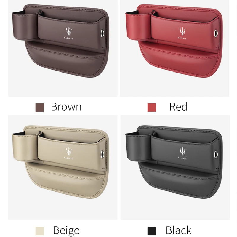 Car Seat Crevice Storage Box For Maserati Levante GranTurismo MC20 Spyder Ghibli Grecale Coupe Quattroporte Leather Storage Case