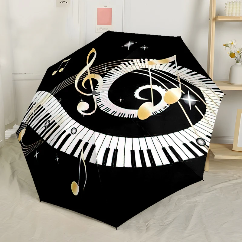 Music Lovers Automatic Umbrella, Compact Design with 8 Ribs,  Outdoor Leisure and Daily Use-ideal Gift