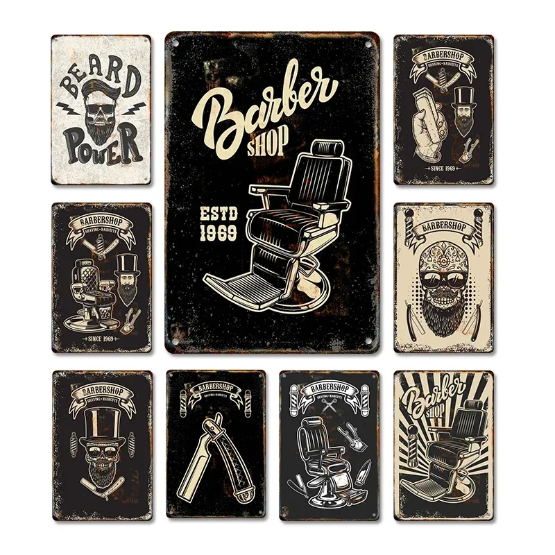 Vintage Barber Shop Metal Poster Haircut Shave Beard Tin Sign HD Print Wall Beauty Woman Pictures Hair Salon Plaque Plate Dec