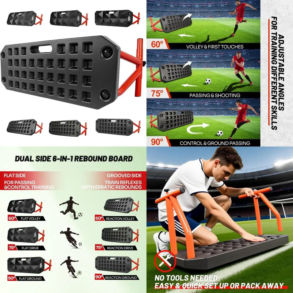 

Adjustable Angle Soccer Rebounder Board with 6 Training Modes for Passing, Control, and Reflex Enhancement