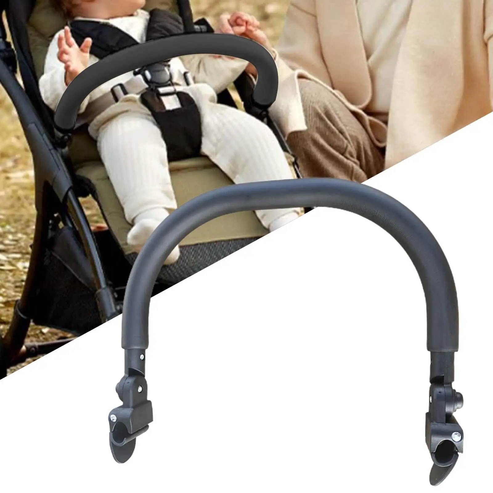 Stroller Armrest Bar Detachable EVA Glossy Handle Universal Front Crossbar for Newborn Pram Safety