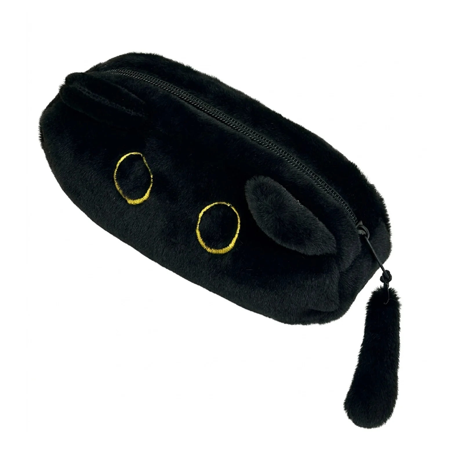 Cat Shaped Plush Pencil Case Large Capacity Stationery Organizer For Students