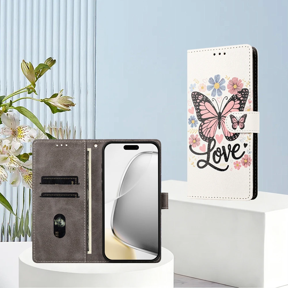 เคสหนังฝาพับแม่เหล็กสุดหรูสำหร - Leather Wallet Card Holder Phone Cover บทวิจารณ์และราคา