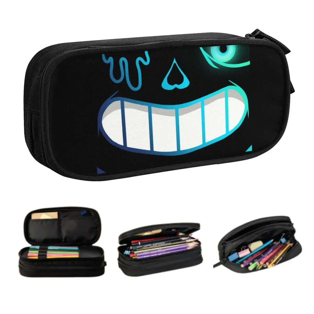 Custom Kawaii Nightmare Sans Pencil Case for Girls Boys Large Capacity Video Game Pencil Box Stationery
