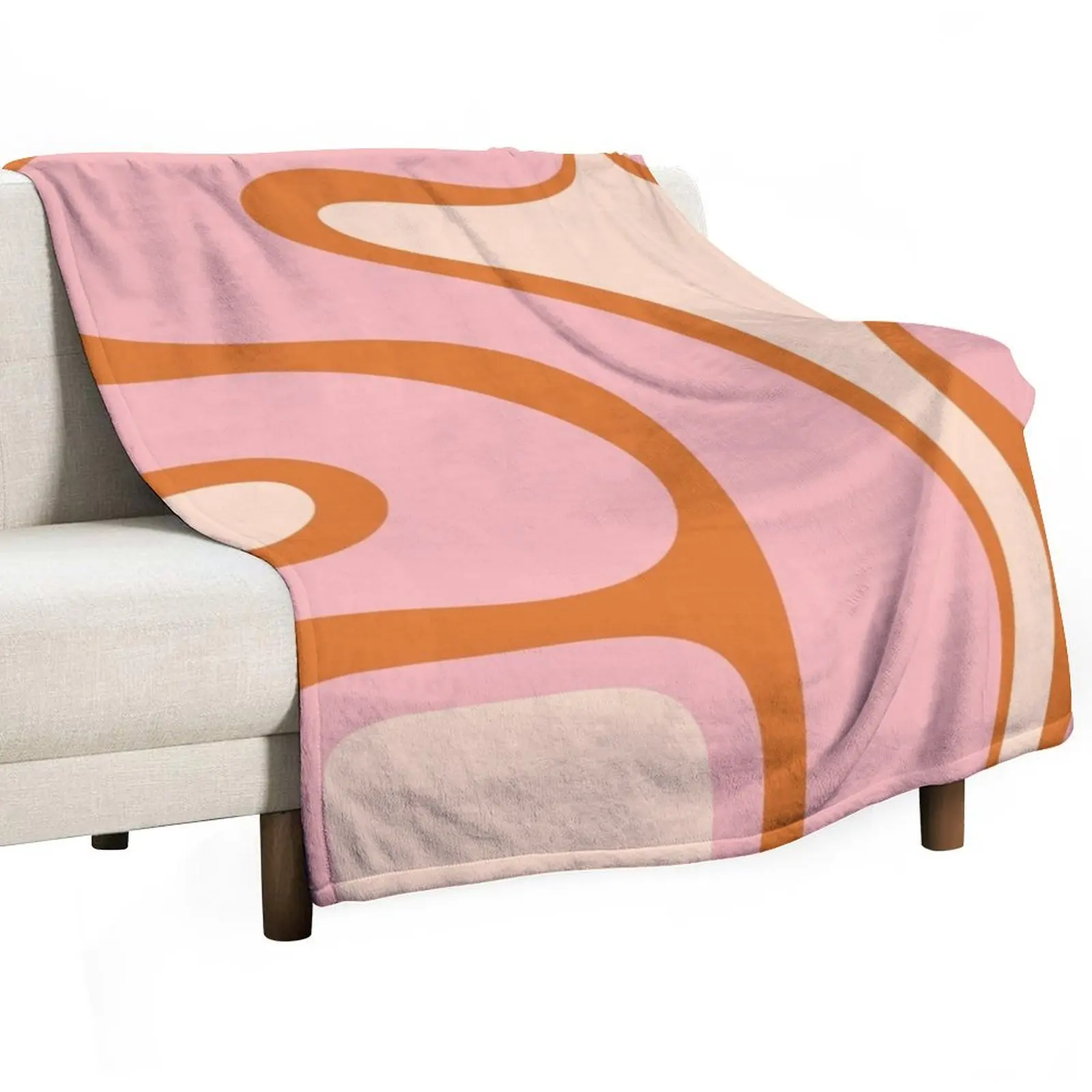 

Copacetic Retro Abstract Orange Pink Cream Throw Blanket Cute Plaid for winter Blankets