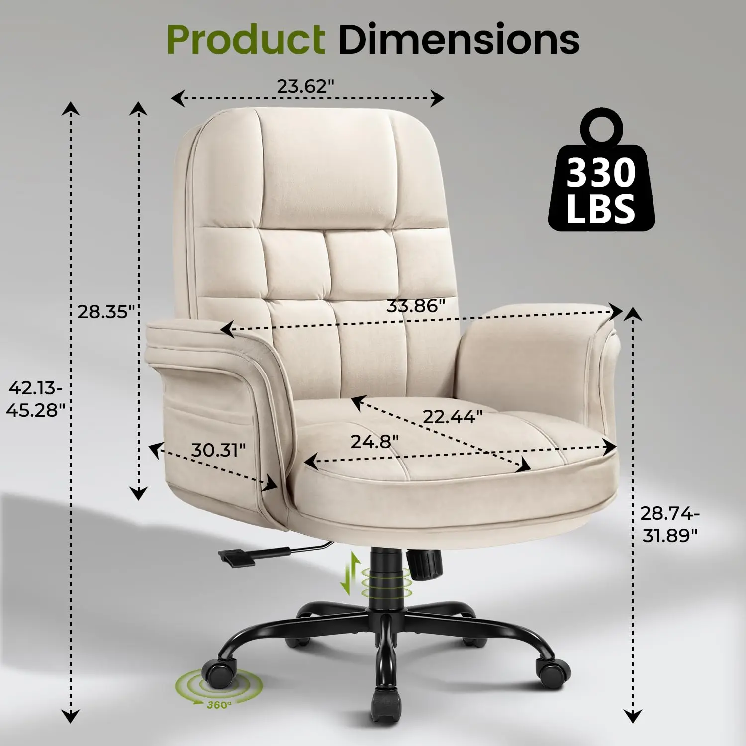 Big Tall Criss Cross Office Chair Flip-Up Armrests Thickened Seat High Back Swivel Wheels Home Office Bedroom Cream L, Customize