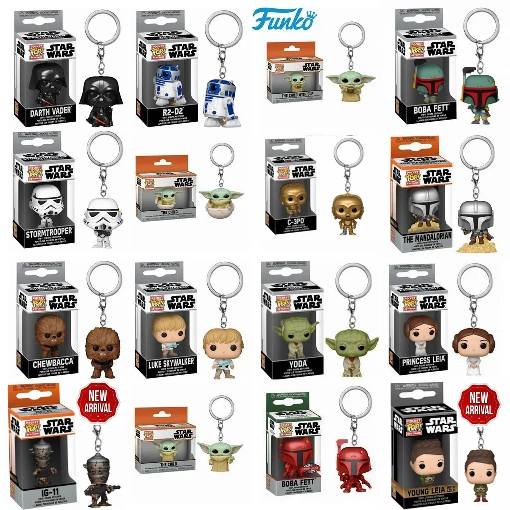 FUNKO POP Star Wars New Yong Leiya with Lola IG-11 Skywalker Chubacca R2-D2 Darth Vader Stromtrooper Pocket Pop Keychain Toys