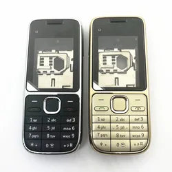 For Nokia C2 C2-01 Full Housing Cover Middle Frame Face Back Cove Hebrew Or Russian Or English Keypad Stamp