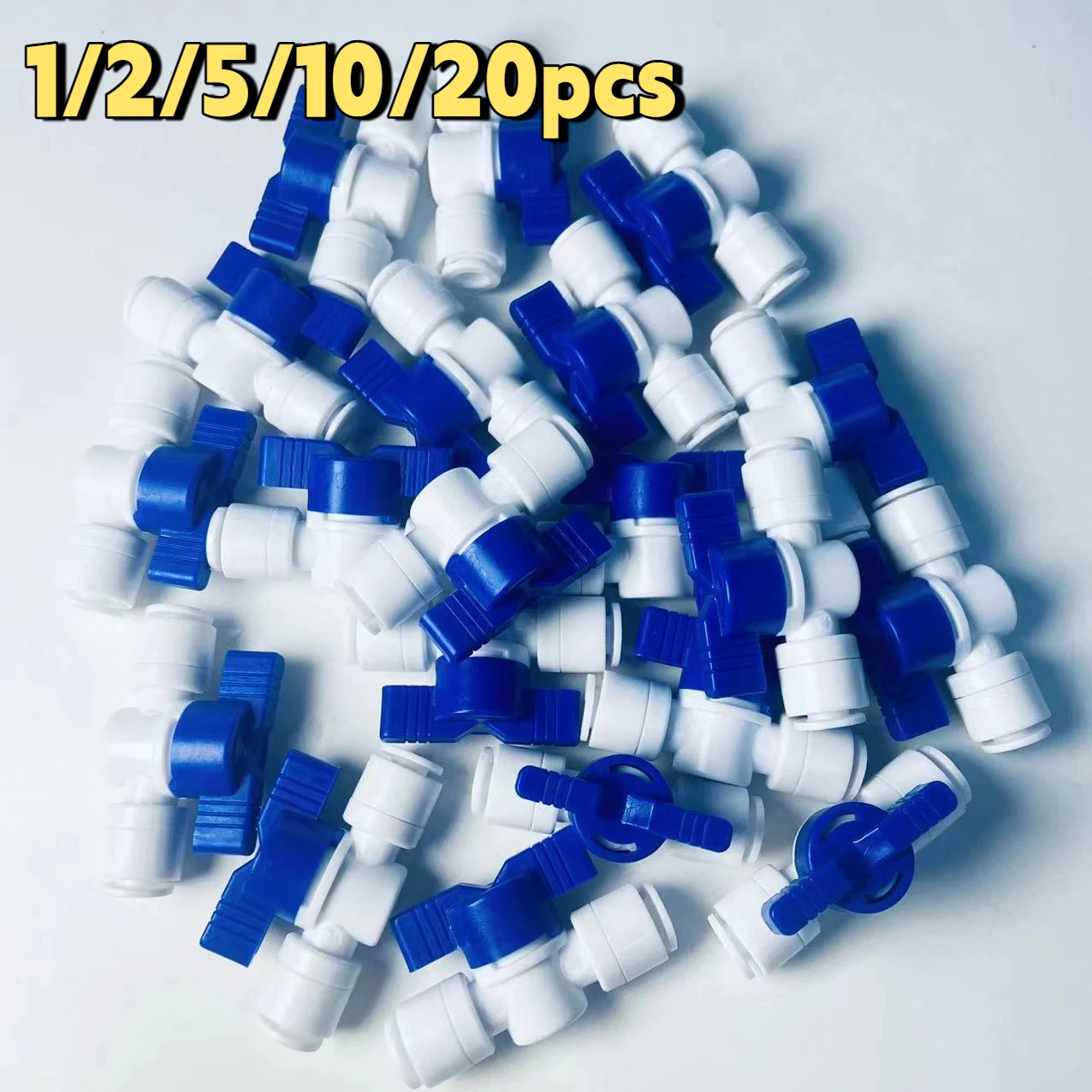 Plastic Quick Connect Water Tube Ball Valve, RO Water Purifier Fitting, 1/4 Inch Pipe Shut Off Valve for Water Filter System
