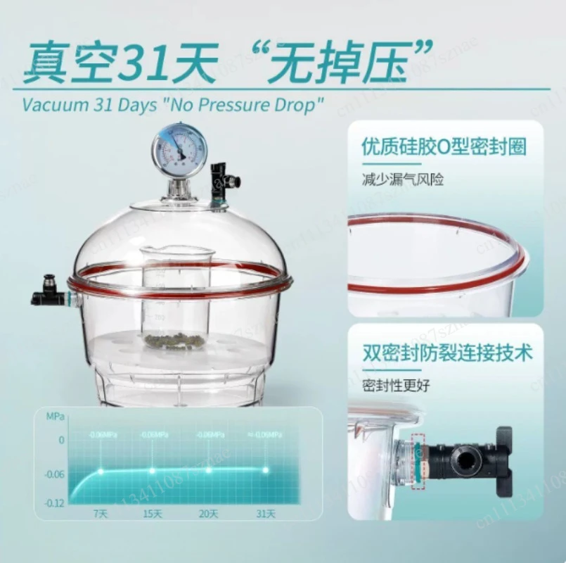 Vacuum Desiccators, Small Lab Desiccator, Double Valves Glassware Lab Desiccator Dryer Vacuum Desiccator Jar, 150mm/250mm