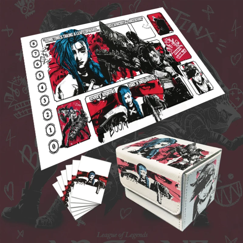 Diy self made deusa história jinxs cartão mangas caixa de armazenamento único jogador jogo de tabuleiro cartão duelo placa batalha esteira presente brinquedos