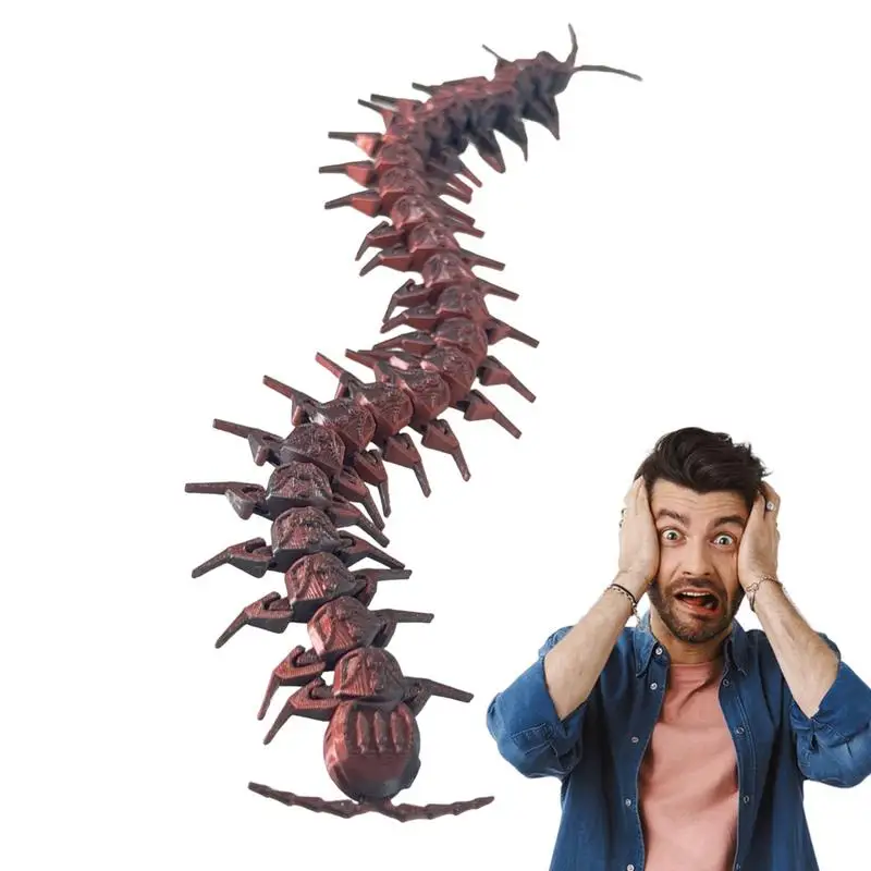 3D Printed Centipede Articulated Centipede Figurine Collectibles 11 Inch Centipede Statue Flexible Joints Animals Bedside Decor
