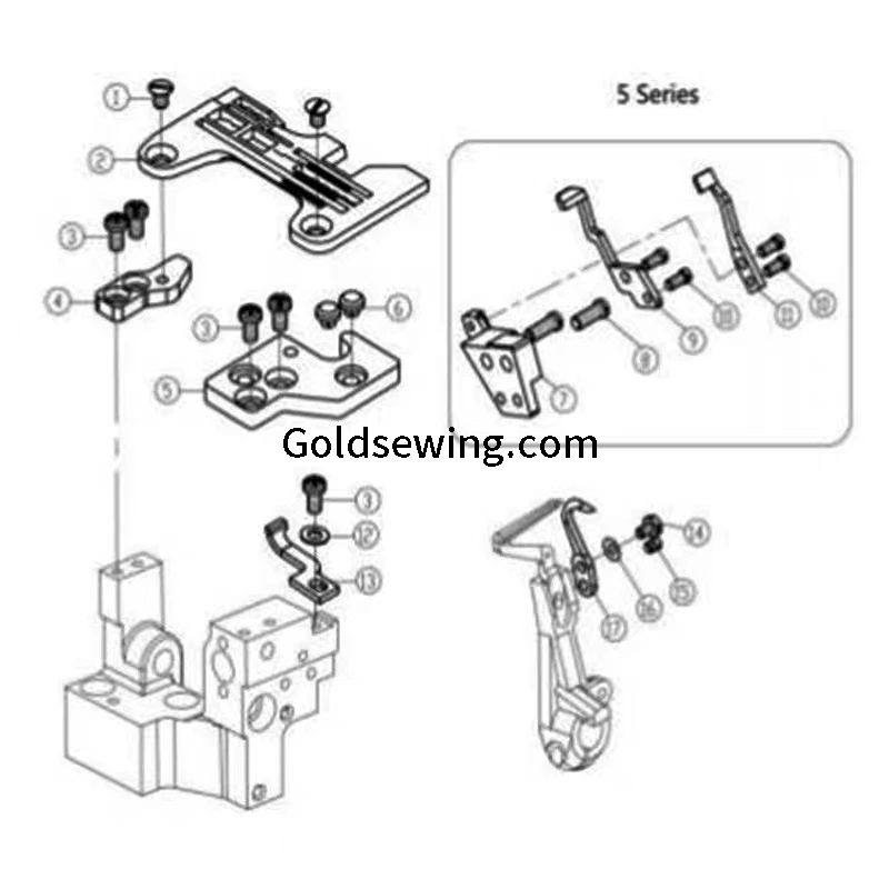 1PCS Original 20709003 20709002 Needle Plate Front and Rear Pad Iron Block for Jack Bruce 798 E4 X5 Ex Overlock Sewing Machine