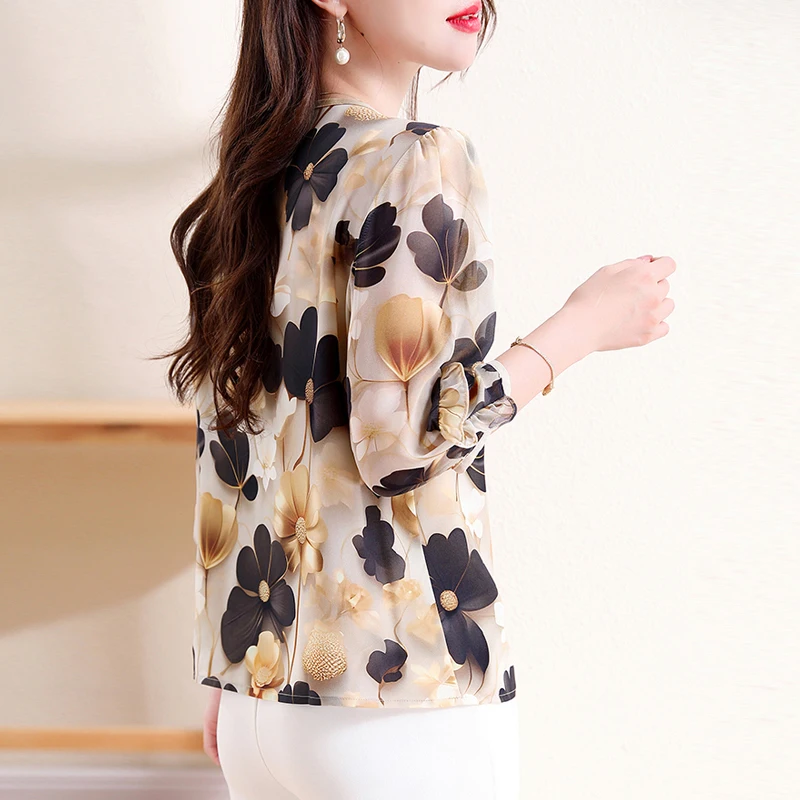 New Fashion Beautiful 3D Floral Printed Shirts Summer 3/4 Sleeve Women Streetwear Silk Blouses Loose Casual Ladies Pullovers Top