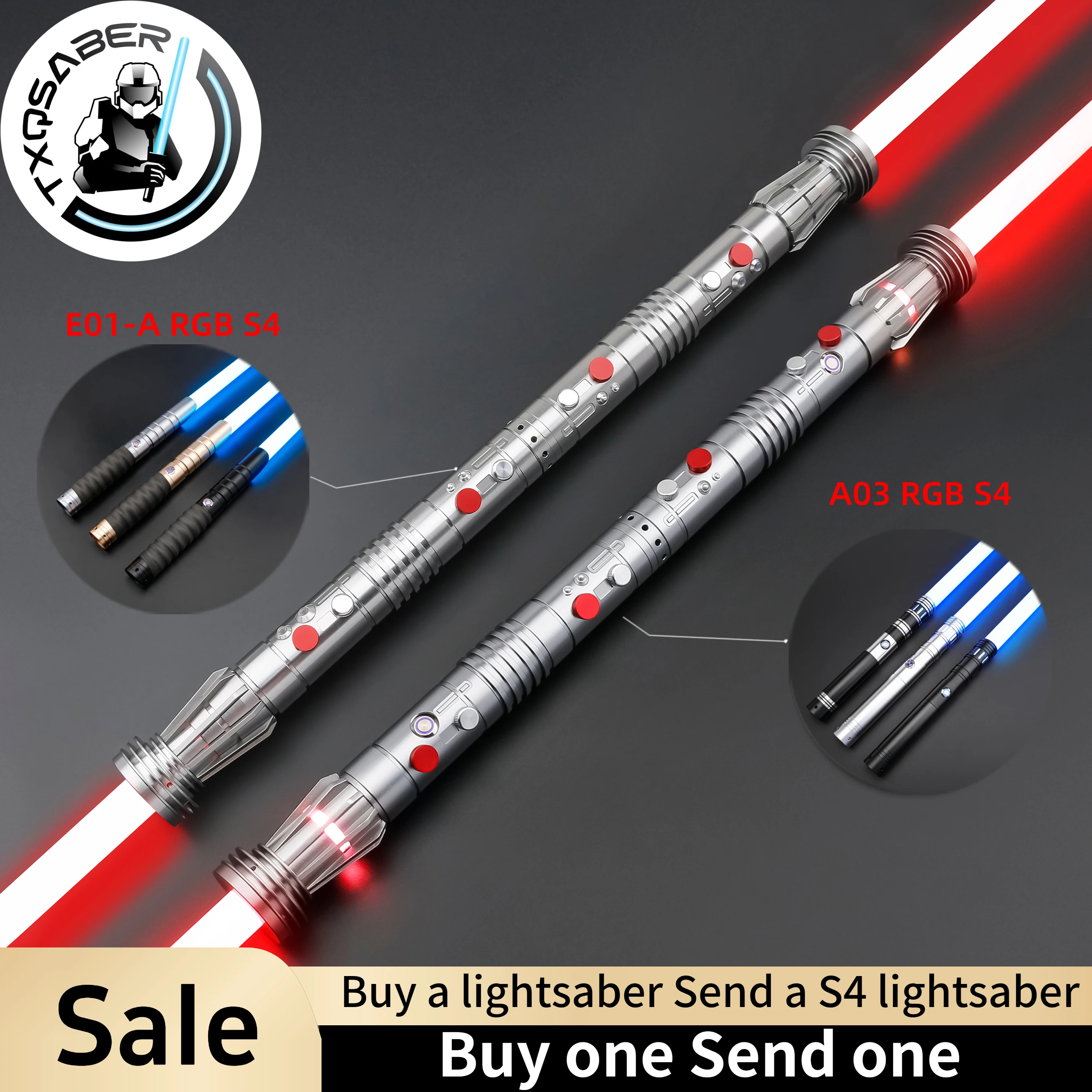 

Лазерный меч TXQSABER Дарт Мол Pixel SDRGB с двойной металлической рукоятью, плавным движением, эффектом бластера и FOC для косплея взрослых