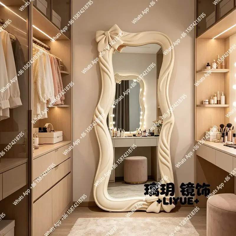 XX American Butterfly Floor Mirror, Pink Full-body Mirror Art Home Dressing Special-shaped Creative Fitting Mirror