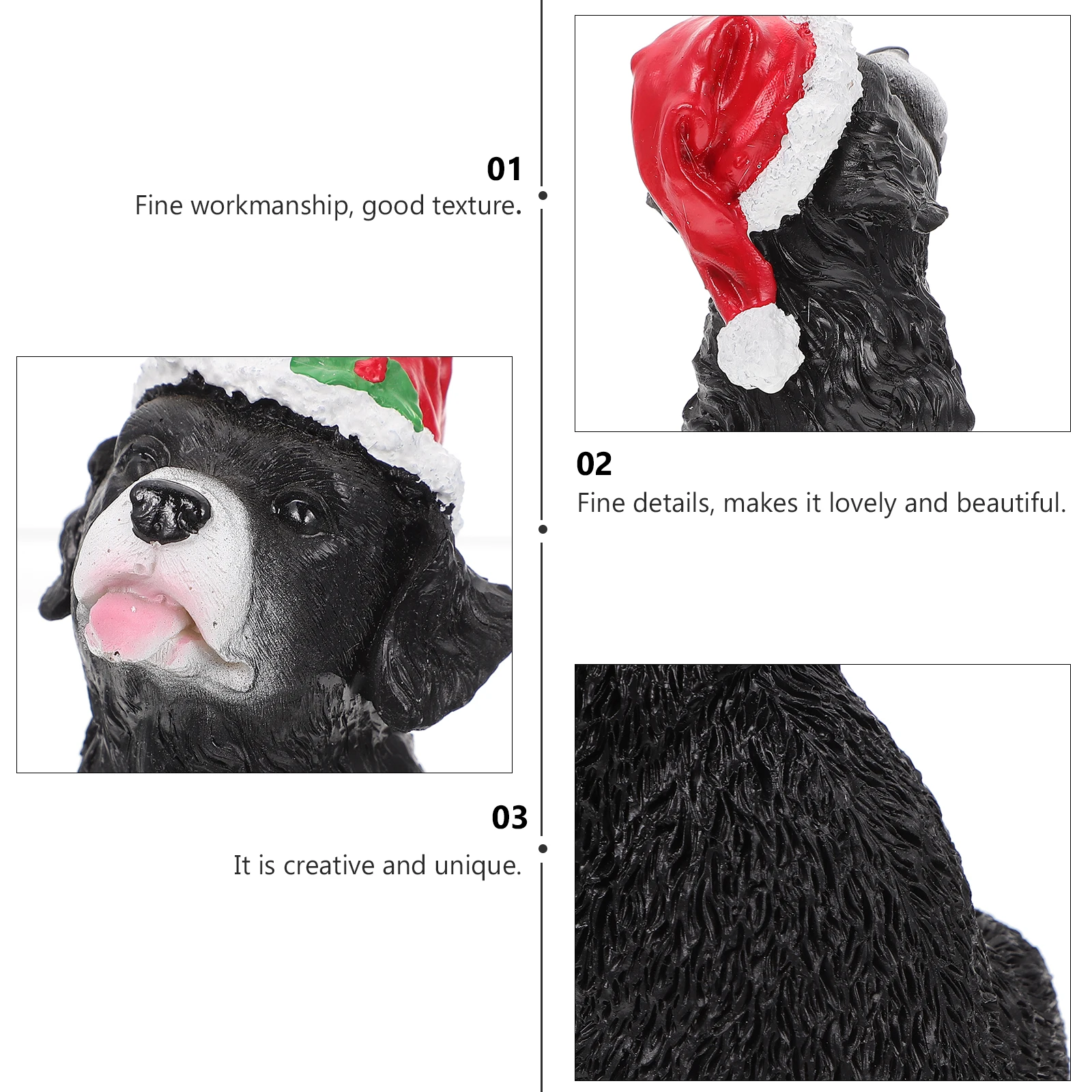 

1Pcs Festive Little Dog Statue Christmas Decoration with Red Hat for Xmas Tree Tabletop Centerpiece Indoor Outdoor Use