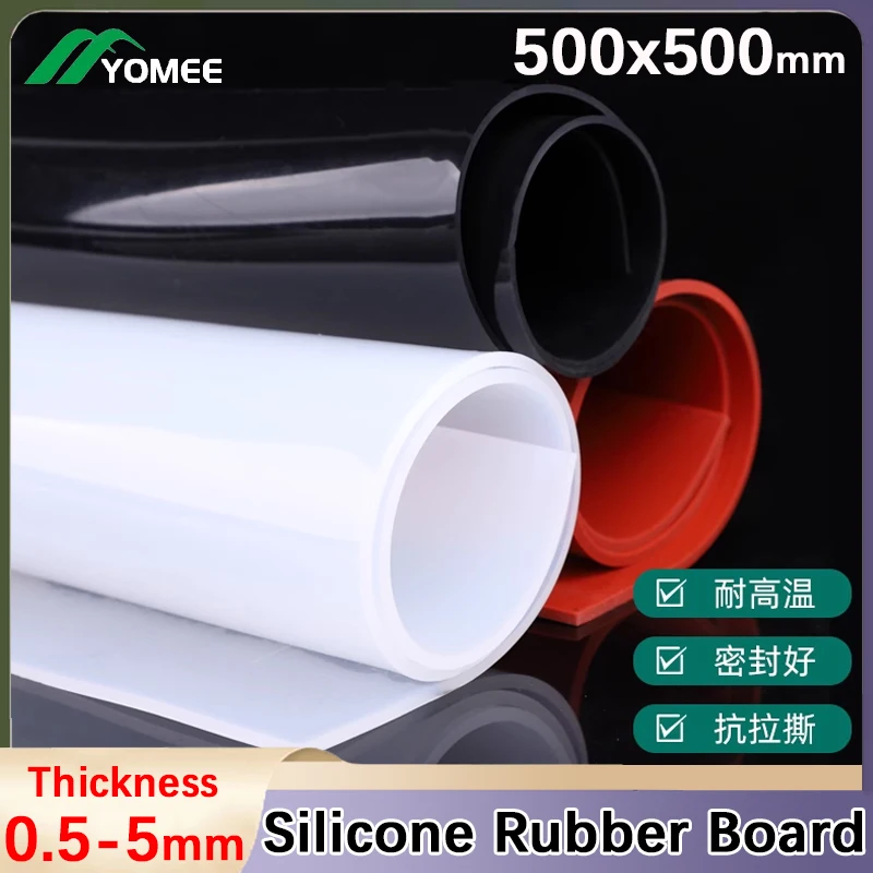 Black Red Transparent Silicone Rubber Board High Temperature Resistant Silicone Rubber Sheet Plate Mat Thick 0.5~5mm 500x500mm