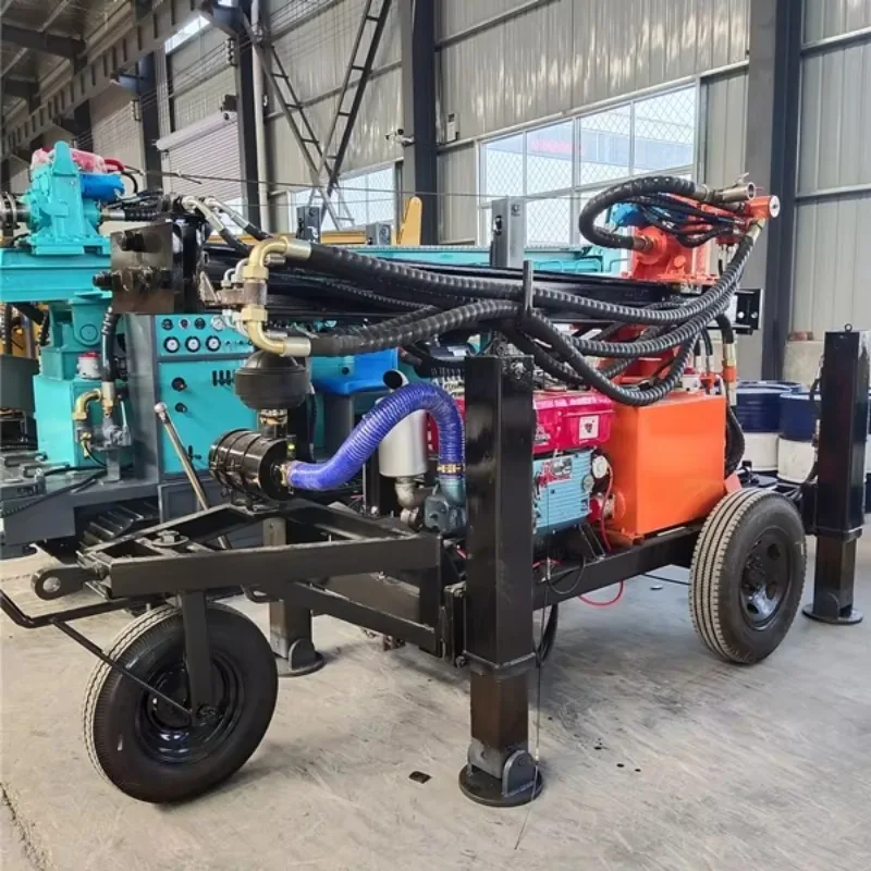 Factory Supply Brand New Small Portable Diesel Powered 130m Water Well Drilling Rig Three Wheel Borehole Machine Direct Mining