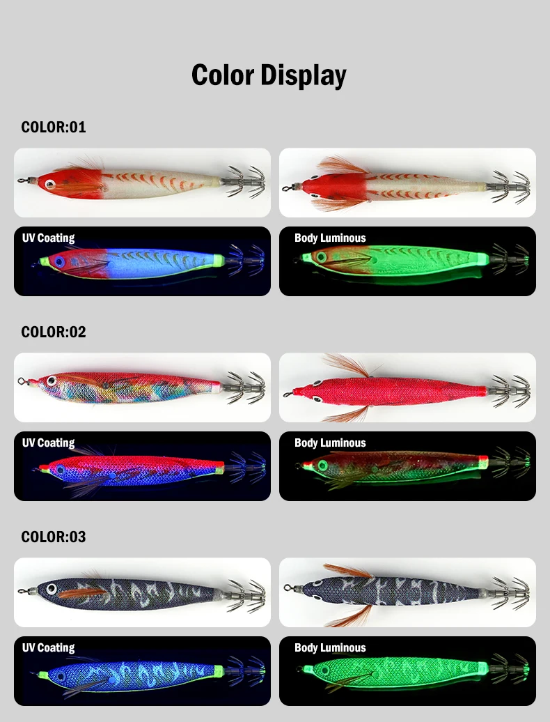 Leydun Usopp EGI Leuchtende & UV-Squid-Jigs, Garnelen-Tintenfisch-BKK-Haken, 110mm, 6er-Set, Angelköder für Oktopus, Tintenfisch, Garnelen – Detail 8