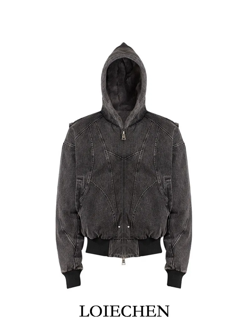 FEWQ American Style High Street Solid Color Washed Men's Plush Thick Cotton Clothing Casual Canvas Jacket 2026 Autumn New