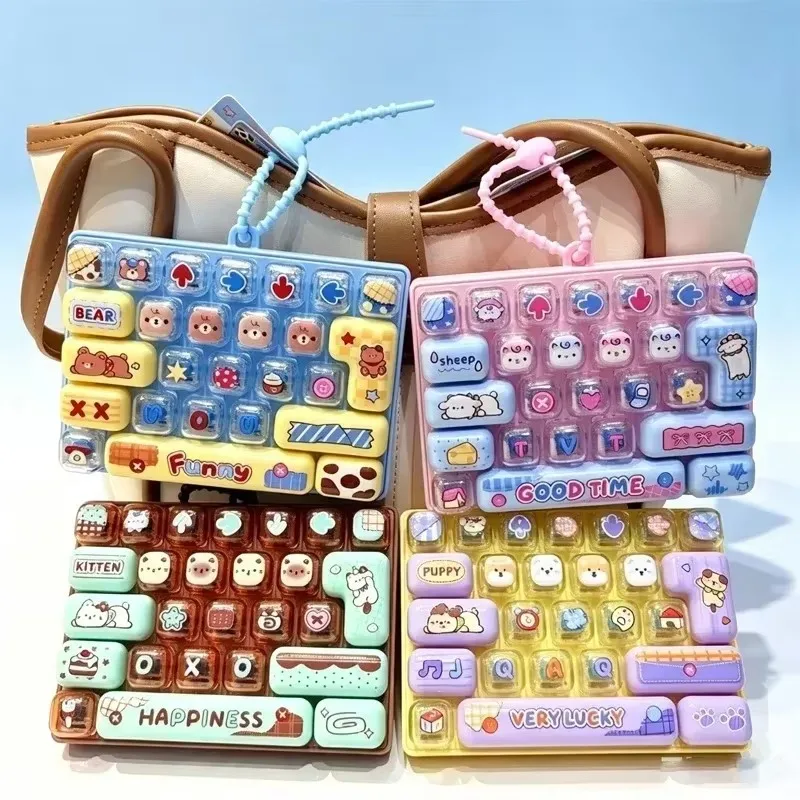 26Grid Keycap Clicker Anti Stress Fidget Keyboard Keychain Decompression Button Cartoon Hand Relax Party Favor Gift 26구 키캡 키링