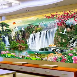 Scenic Waterfall Deers Diamond Painting Large Size Natural Scenery kit di ricamo a mosaico completo strass Picture Wall Decor