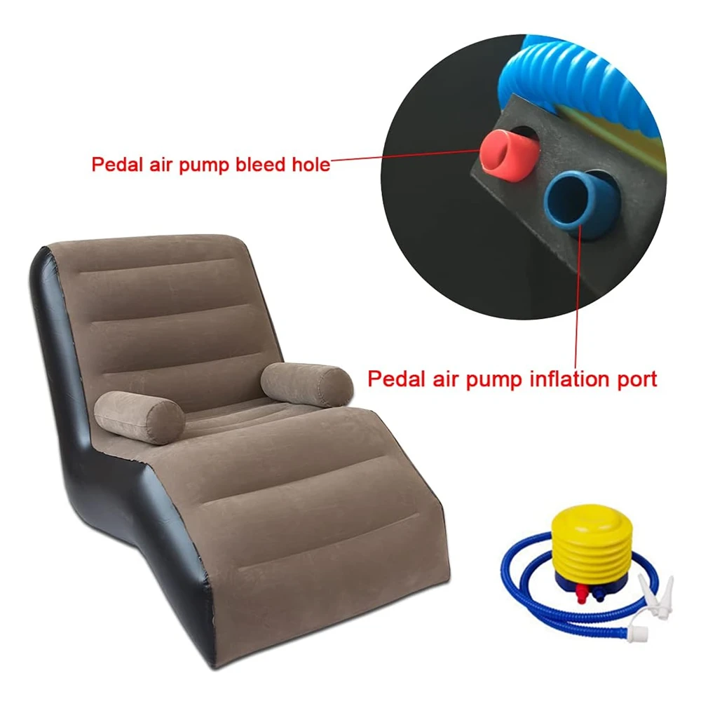 Folding Lazy Sofa,Inflatable Lounge Chair Thickened Durable Folds,Compactly Gaming Lounger Air Bench for Leisure Bed Sleeping image 3