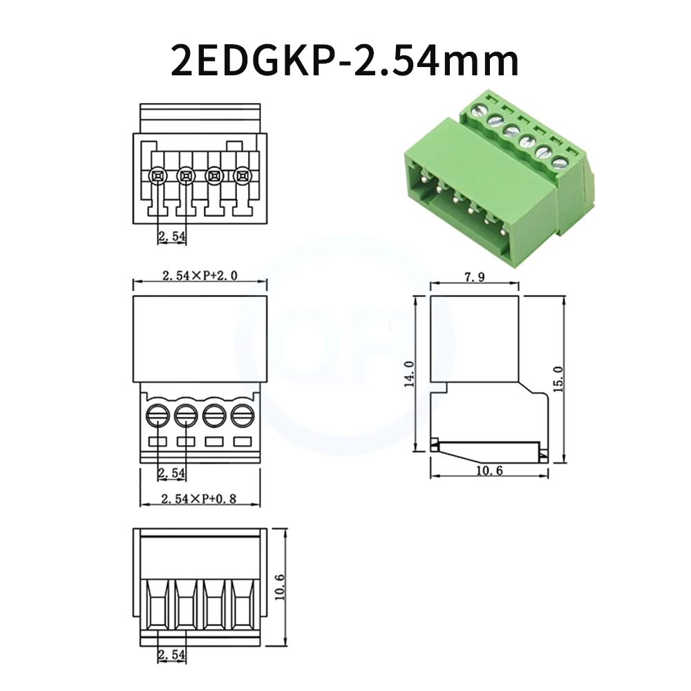 (1 Set) KF 2EDGRK + 2EDGK 2.54mm Miniature Plug-in Terminal Block Solderless Air-to-Air Complete Set 2-24P 15EDGKP 15EDGK 2.54