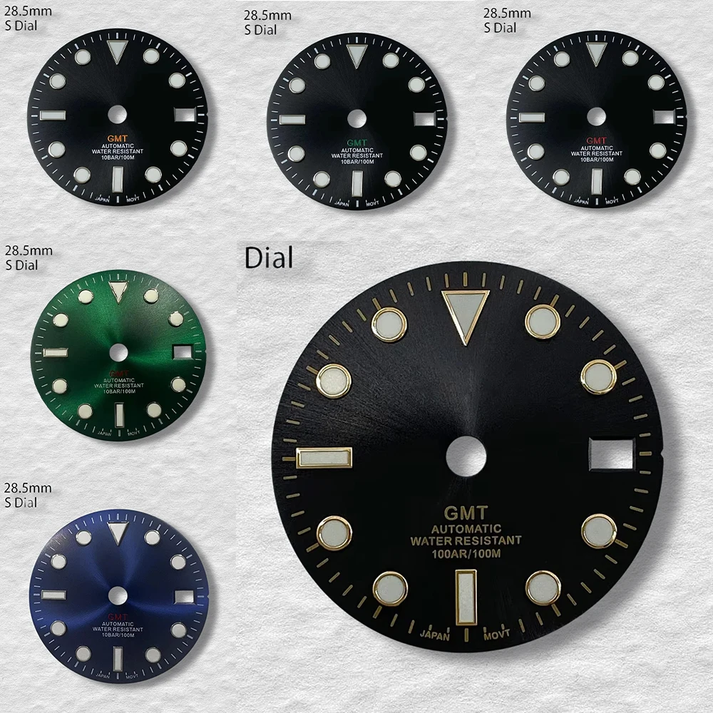 

29mm S Logo Gmt Dial Suitable for Nh34 Japan Movement Green Luminous Sunray Quality Dial Watch Modification Accessory
