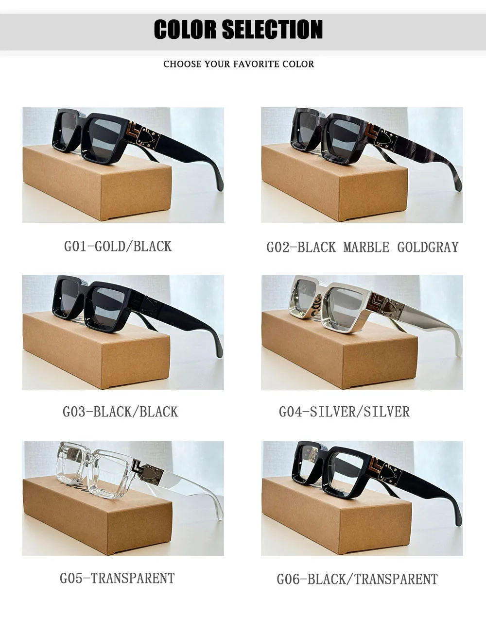 2026 Retro Quadrat Sonnenbrille Männer Vintage Millionär Sonnenbrille Frauen Trendy Urlaub Luxus Mode Gläser Gafas De Sol Hombre – Detail 14
