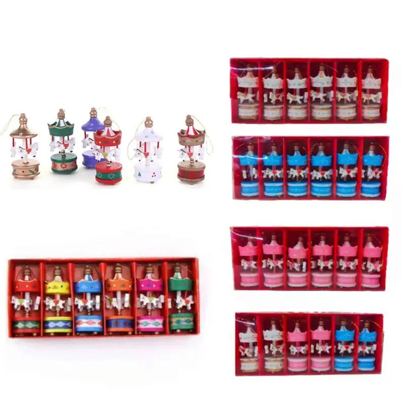

Mini Wooden Carousel Set Off The Atmosphere The Perfect Holiday Gift Wear-resistant Enhance The Christmas Atmosphere Handmade