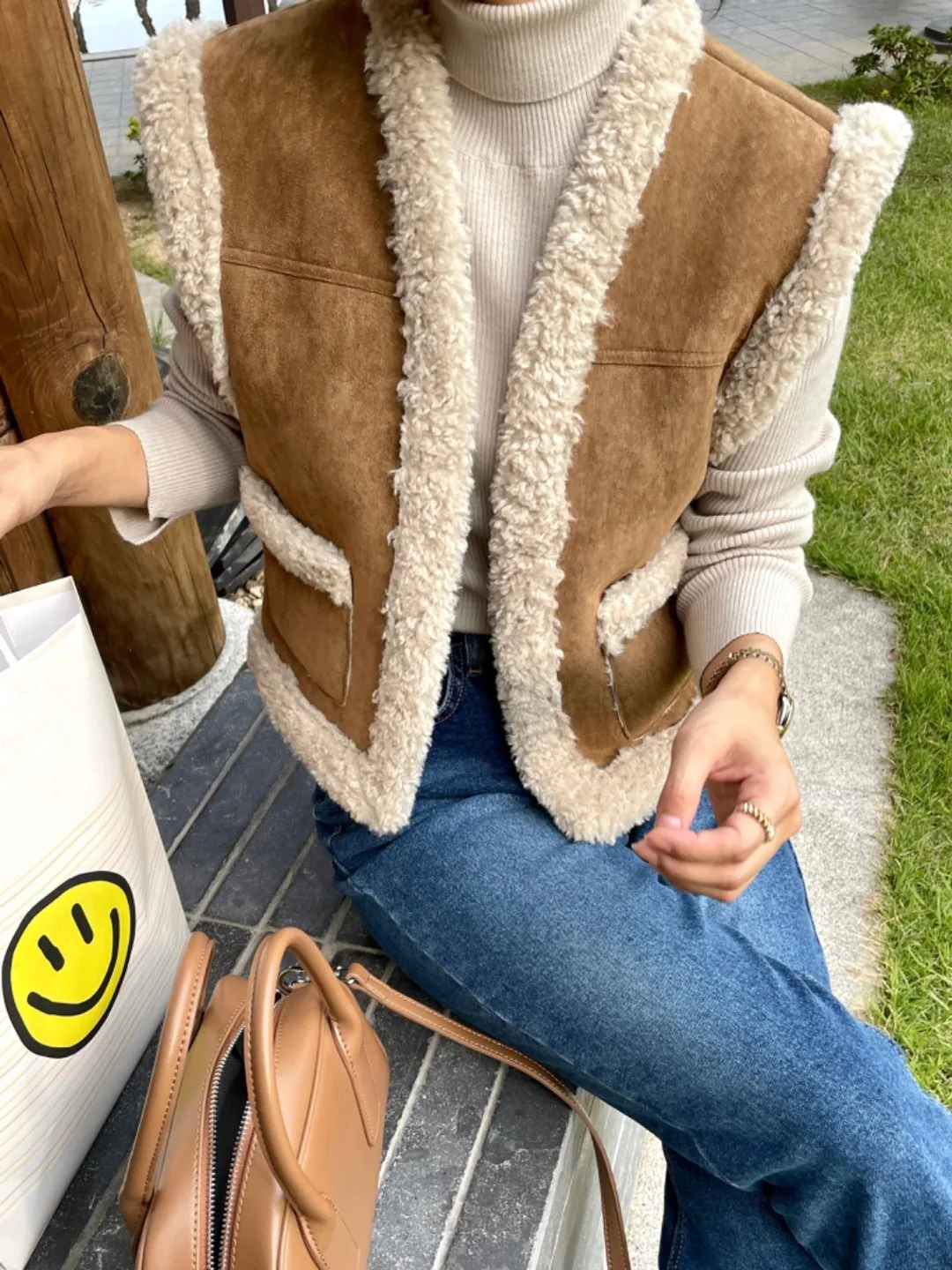 

Sli Agel кожаный и меховой жилет, верхняя одежда, универсальный модный женский свитер для поездок на работу, весна-осень