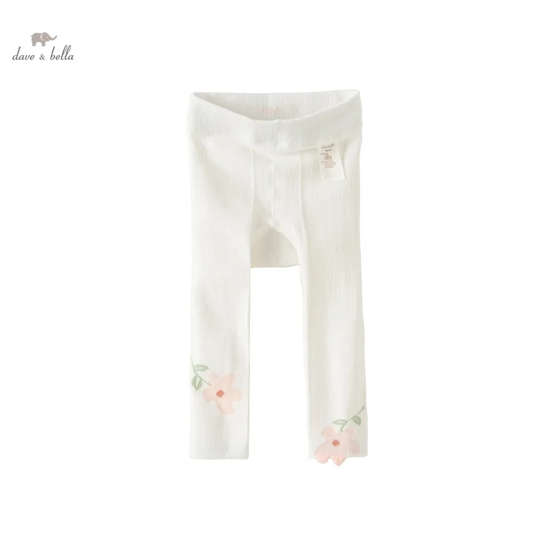 Dave Bella Children's Pantyhose 2024 New Spring Girls Casual Fashion Elastic Leggings Flower Sport Outdoor DB1248409