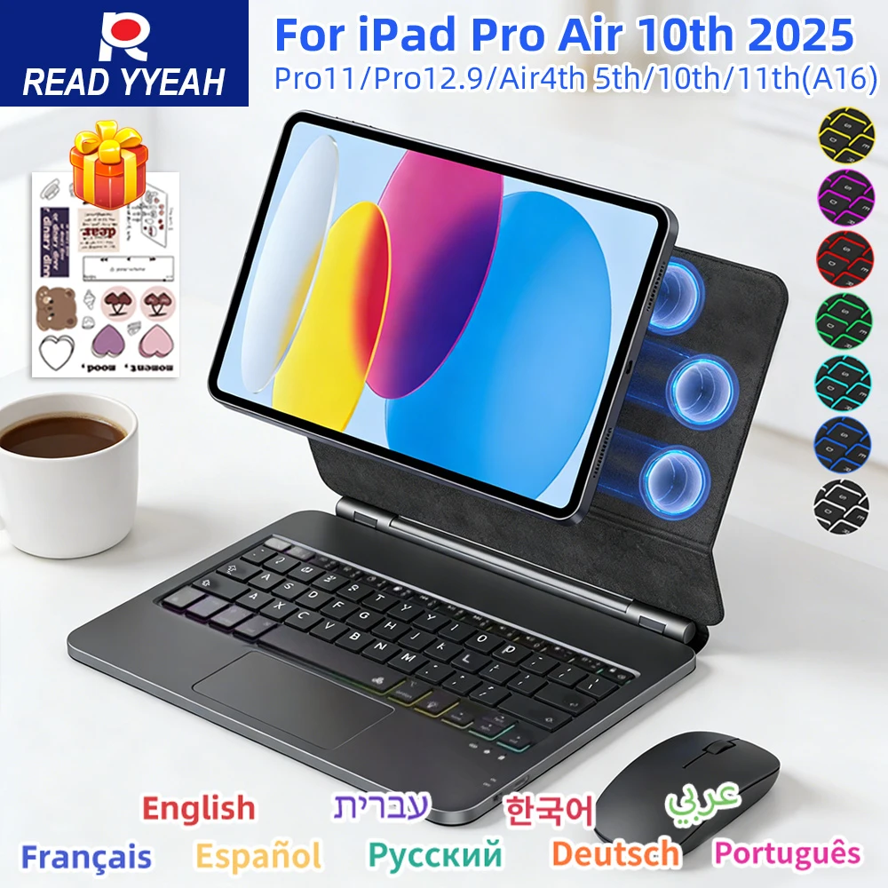 

Magic Keyboard For iPad Air 11 13 M2 M3 Pro 11 12.9" 3rd 4th 5th 6th Air 4 5 Cover for iPad 10th Gen 11th A16 2025 Magnetic Case