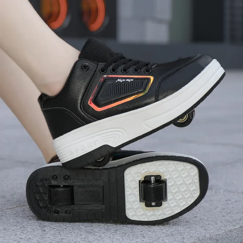Kinder-Rollschuhe, niedrige Freizeitschuhe mit Rollen, für Jungen und Mädchen, Erwachsene, Doppelrad-Inline-Skates für allgemeine Zwecke