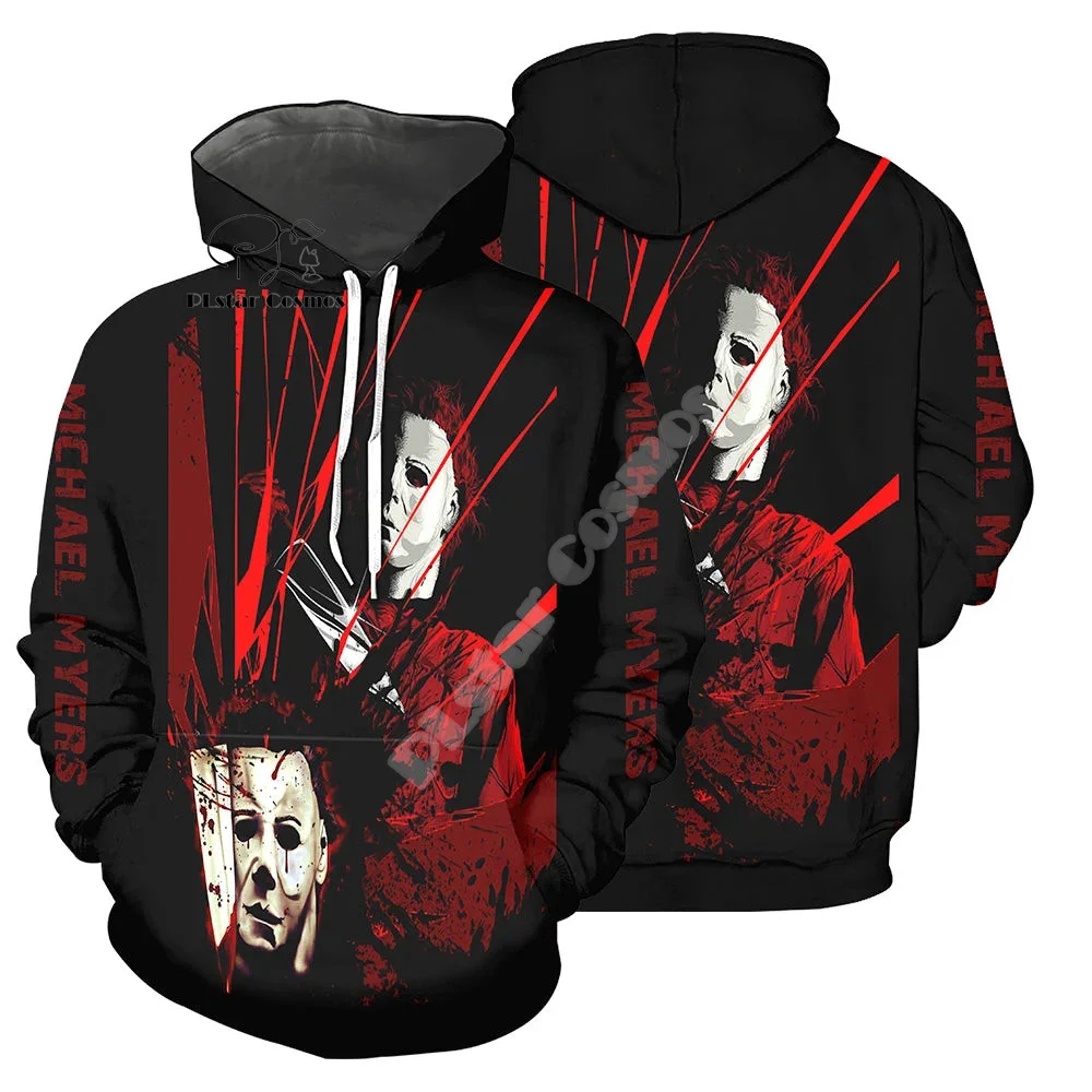 Cosplay Halloween Horror Terror Movie Michael Myers Vintage Retro Graffiti 3DPrint Pullover Streetwear Casual Jacket Hoodies N27