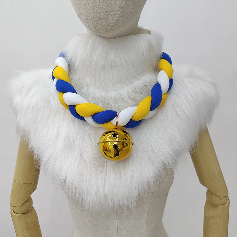 Fursuit Braided Choker Necklace Christmas Party Animal Cosplay Props Rope Braided Necklace Bell Collar Cosplay Costume image 2
