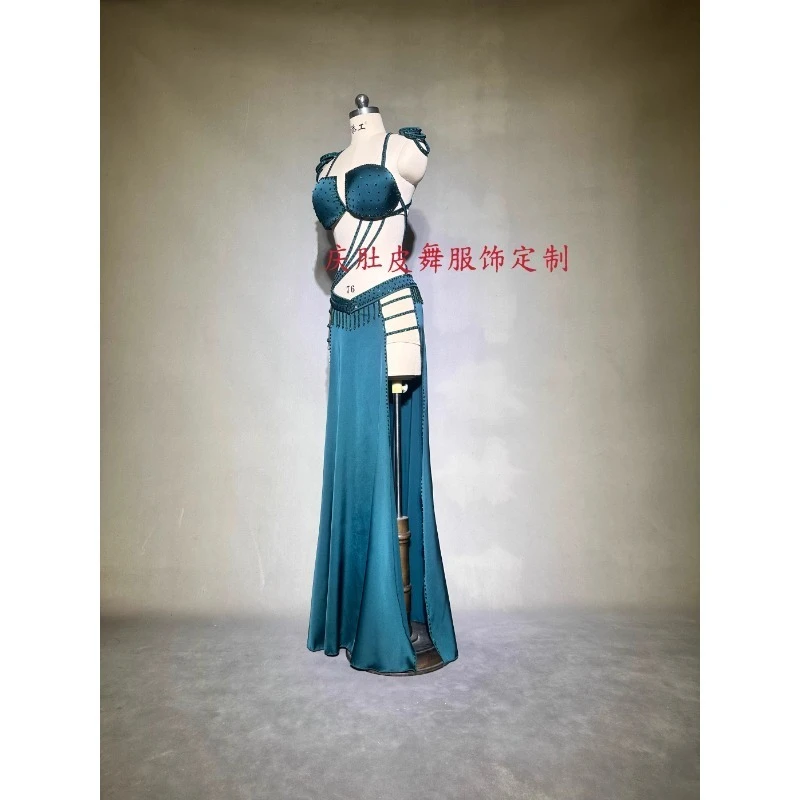 Customized Belly Dance Clothes Performance Costume Elegant Set Indian Clothes Women Exotic Dancewear Bra Double Slit Long Skirt