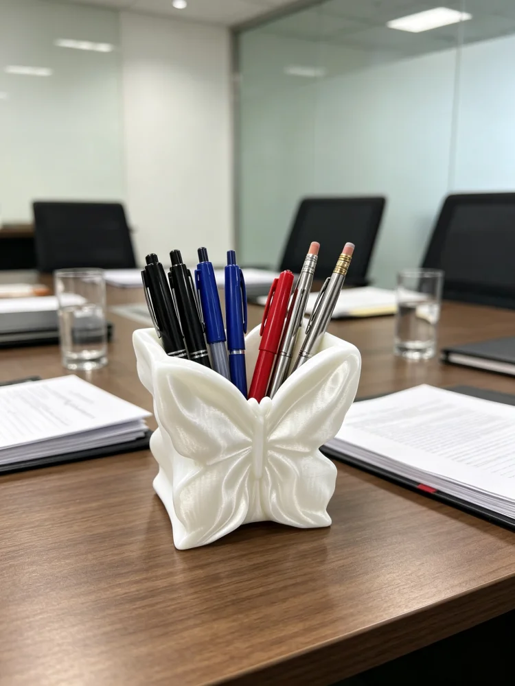 Butterfly Pen Holder for Students and Teachers, Universal for Office Use, 3D Printed Pla Silk White Pencil Holder, Home Study Desk Pen Storage Cup, School Meeting Room Stationery Organizer, Office Desktop Storage Supplies, Atmospheric Desktop Decoration, Creative Shaped Pen Storage Holder, Multi-Purpose Makeup Table Organizer, Desk Accessories Home Decoration, Cute Butterfly Desktop Storage Box, Decorative Stationery Storage Rack, Desktop Tidy Storage Box