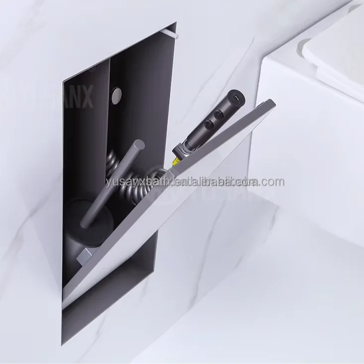 Modern Tileable Stainless Steel Niche Bathroom Toilet Accessories Steel Hidden Recessed Bidet Sprayer Toilet Brush Flusher Easy