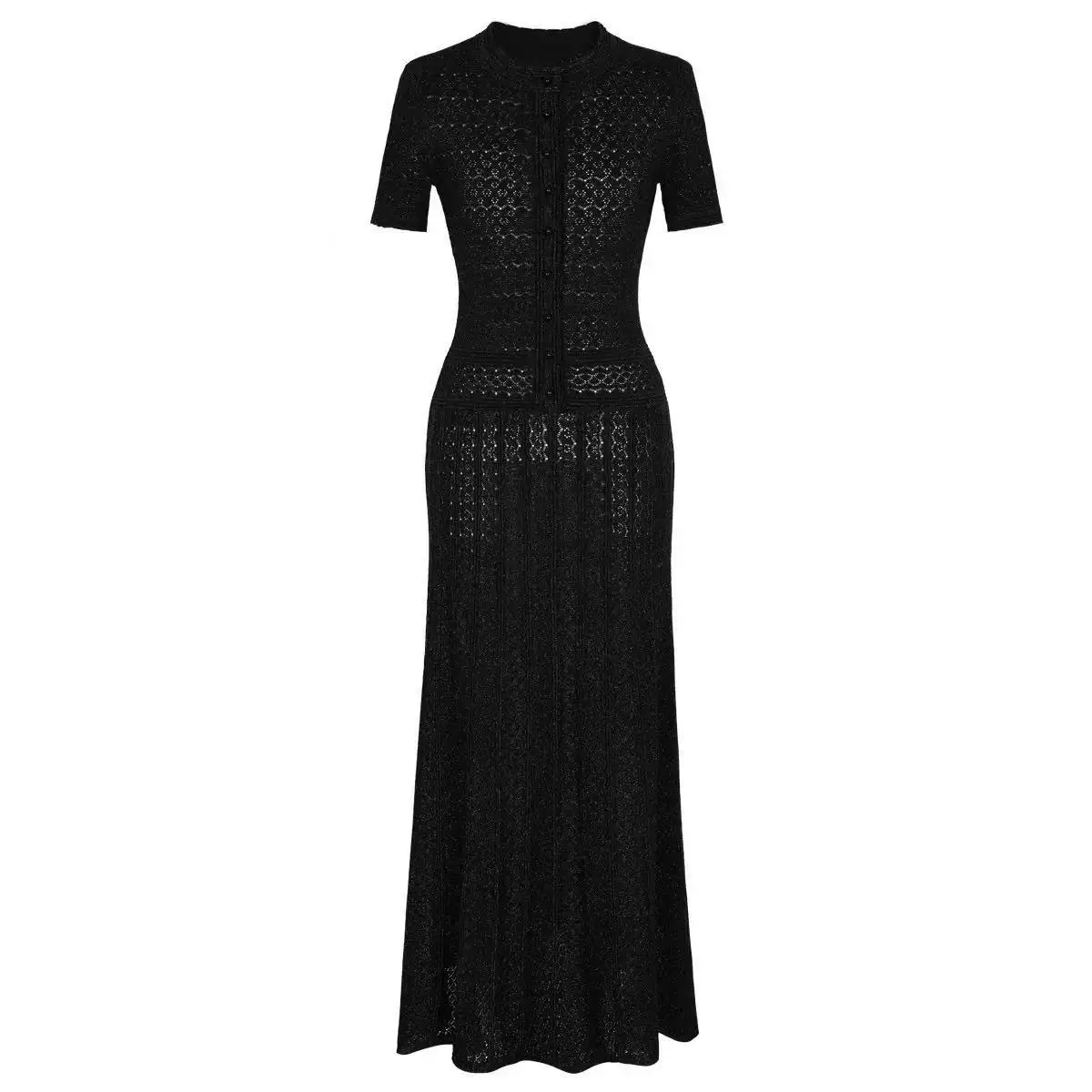 Zomerjurk 2026, nieuw, gebreid, casual, eenvoudig, puur wit, bandage, lang