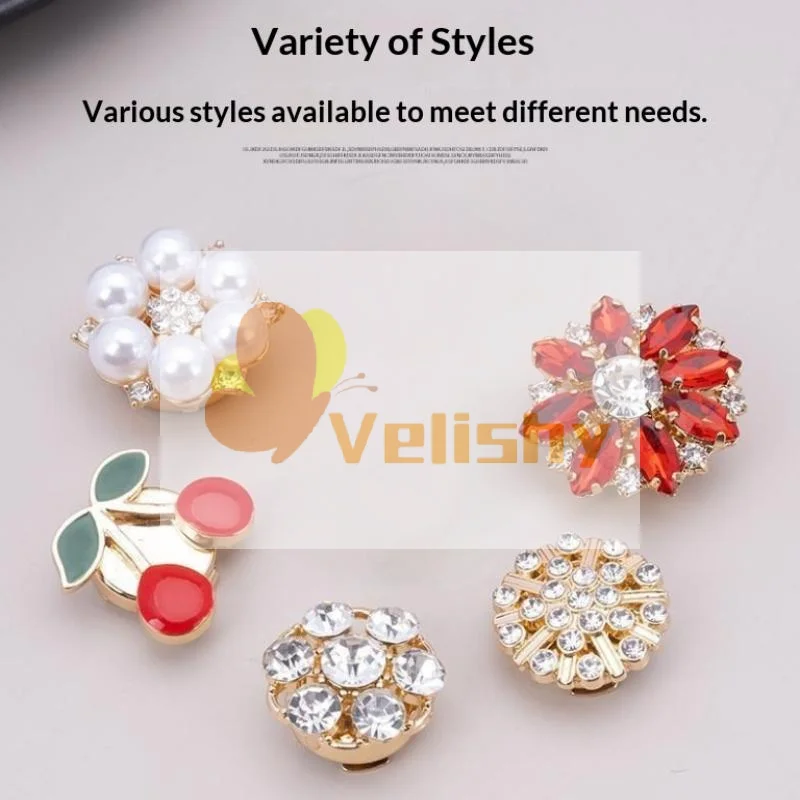 

Crystal Pearl Button Covers Detachable Clip-On Shirt Coat Decorative Buttons Sewing Button For DIY Blouses Clothing Women Men