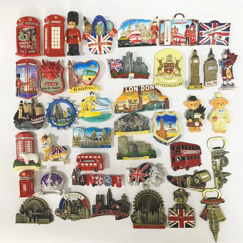 England Tourism Souvenirs Fridge Magnets UK Blackpool Wales Windsor Manchester The British Mesuem Magnetic Refrigerator Stickers