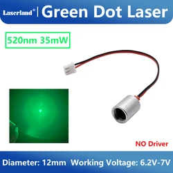 Módulo láser de punto verde sin controlador, 515nm, 35mW, 12x15mm